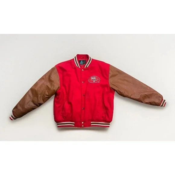 Vintage San Francisco 49ers Logo Athletic Varsity Jacket 90s leather size XL Bomber & Varsity